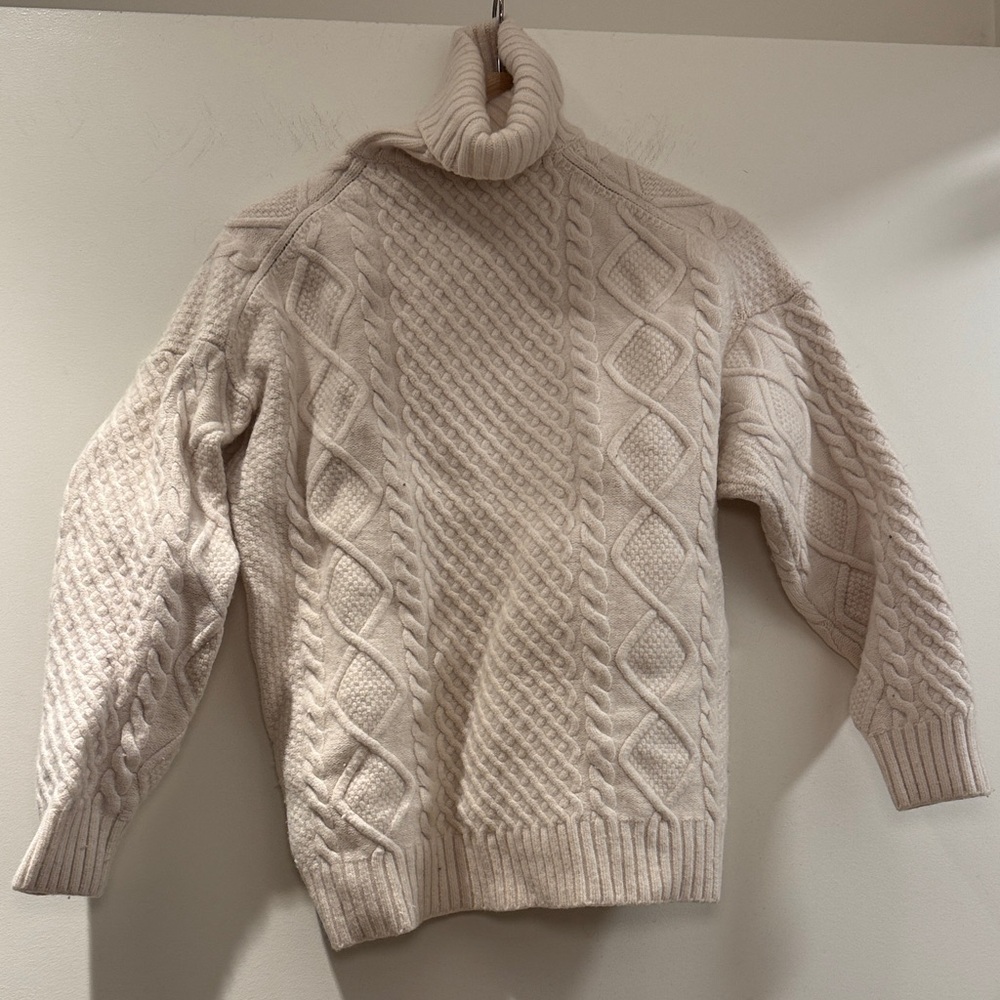 Aritzia Cable Knit Turtleneck Sweater - Cream